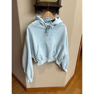 Jubilee// Oversized Cropped Baby Blue Fleece Lined Hoodie - Women’s Small